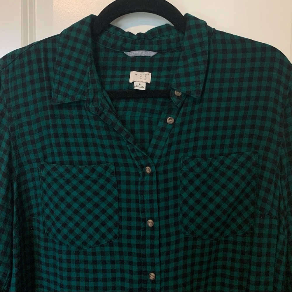 Green Buffalo Plaid Button Down Flannel